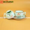 Bộ chén đĩa uống trà đẹp với hoa sen được vẽ tay thủ công