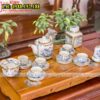 Ấm trà men rạn cổ của Bát Tràng dáng vại vẽ sen và phụ kiện