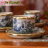 Bộ ấm trà men rạn bọc đồng dáng vung lõm quai đồng - Chén uống trà