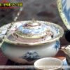 Bộ bình trà Bát Tràng men rạn cổ cao cấp bọc đồng - Phụ kiện điếu bát men rạn cổ