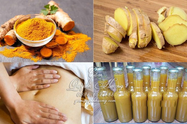 Rượu gừng nghệ massage cho phụ nữ sau sinh
