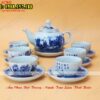 Bộ ấm trà sứ cao cấp vẽ Trúc Lâm Thất Hiền men lam - Ảnh 2