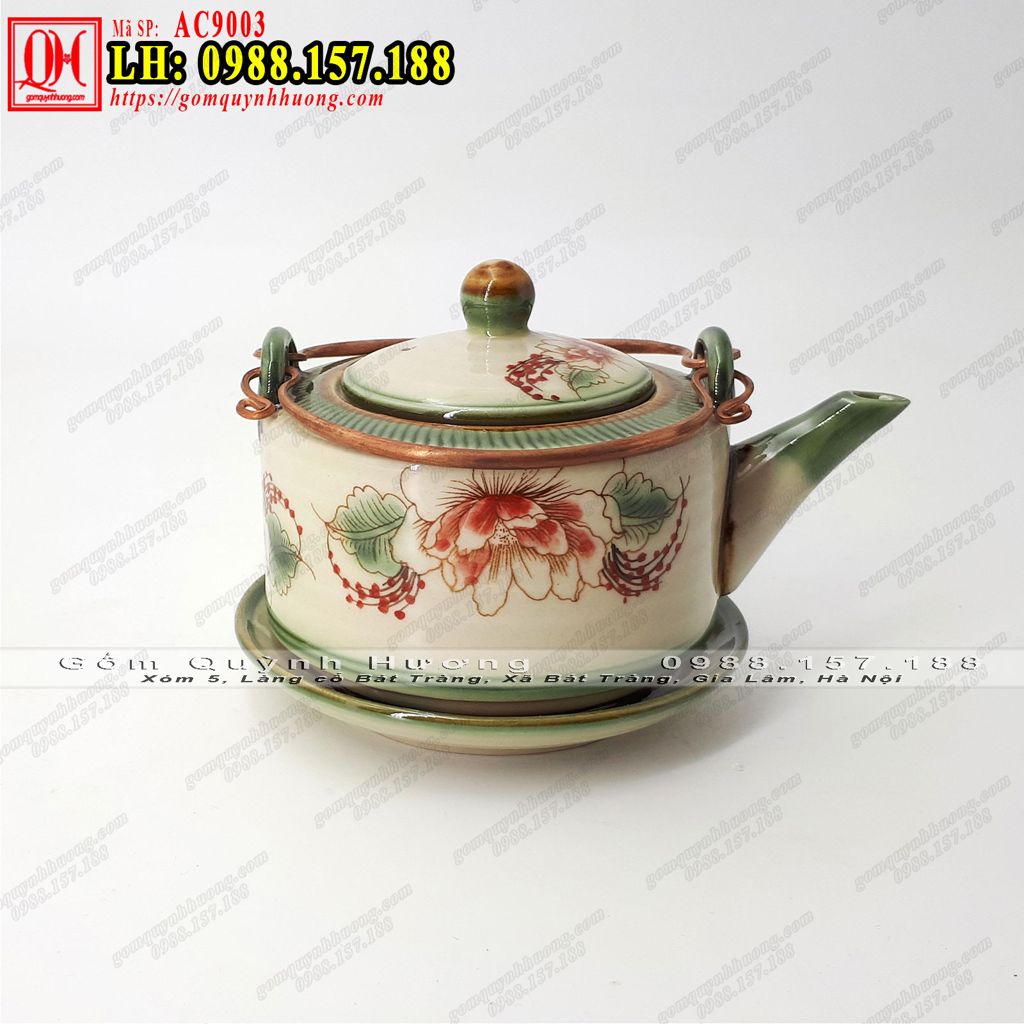 Bộ ấm chén uống trà gốm sứ Bát Tràng mã AC9003 - Ảnh 3