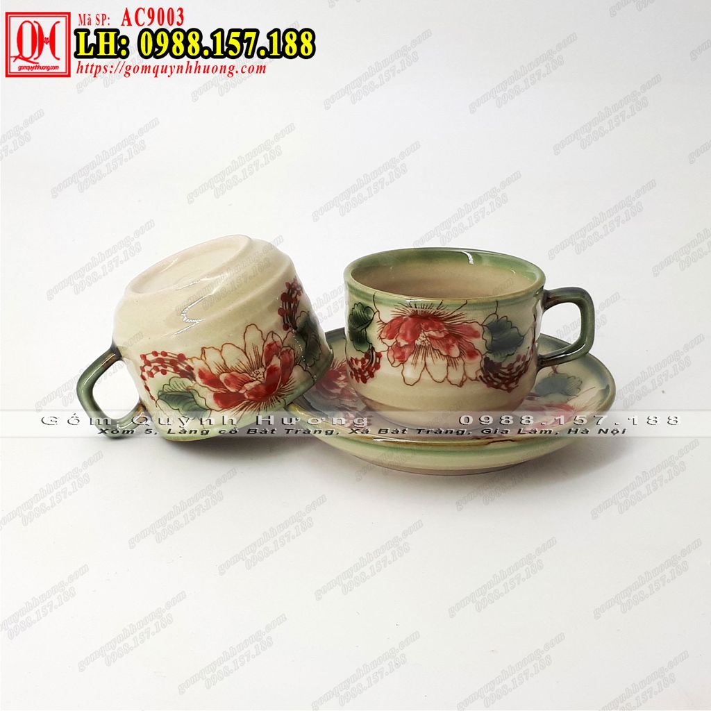 Bộ ấm chén uống trà gốm sứ Bát Tràng mã AC9003 - Ảnh 4
