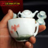 Bộ ấm chén sen hồng vẽ tay in logo BHXH mã QT102 - Chén uống trà 2