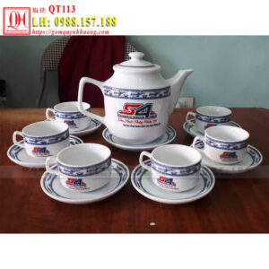 Bộ ấm chén uống trà in logo mã QT113