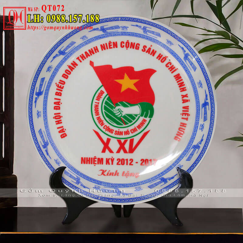 Đĩa sứ in logo làm quà tặng