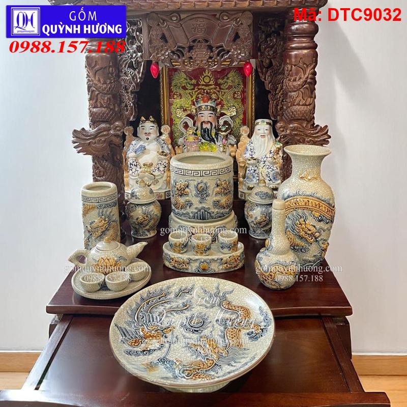 Báo giá Bộ đồ thờ Men Rạn đắp nổi mã DTC9032