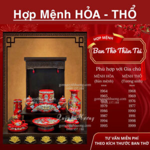 Bộ đồ thờ Ban Thần Tài Thổ Địa cho mệnh Hỏa - Thổ