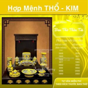 Bộ đồ thờ Ban Thần Tài Thổ Địa cho mệnh Thổ - Kim
