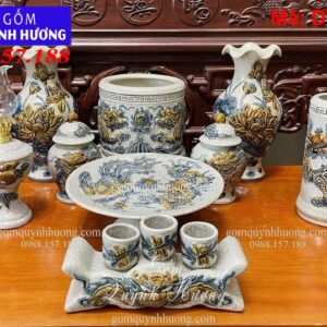 Bộ Đồ Thờ Thần Tài Men Rạn Nổi mã DTC9015