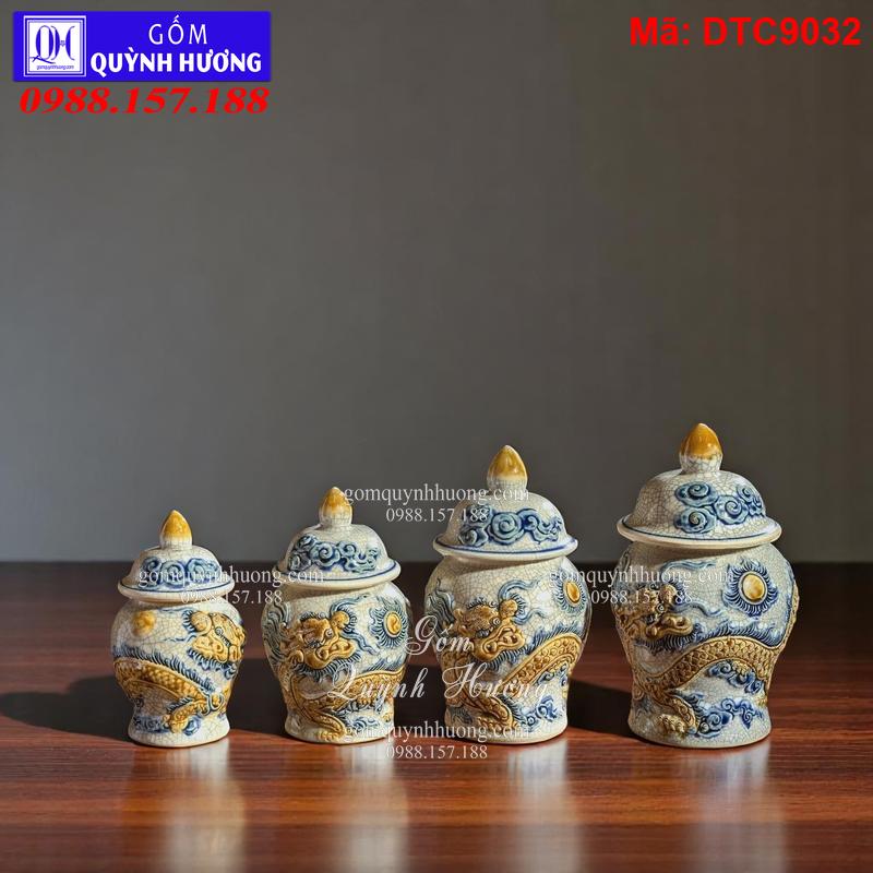 Chóe cúng - Báo giá Bộ đồ thờ Men Rạn đắp nổi mã DTC9032