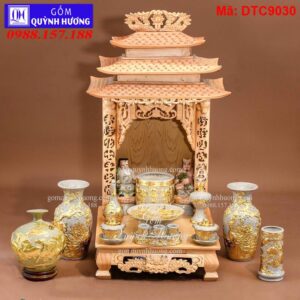 Đồ thờ ban thần tài gốm sứ dát vàng SIÊU VIP