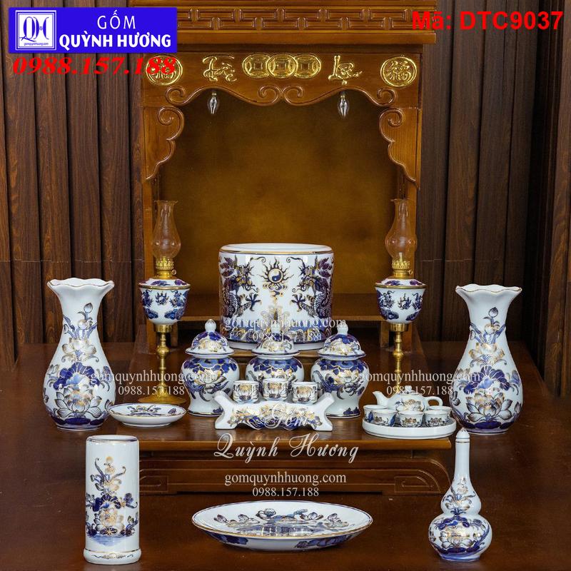 Đồ thờ thần tài men rong vẽ vàng cao cấp mã DTC9037