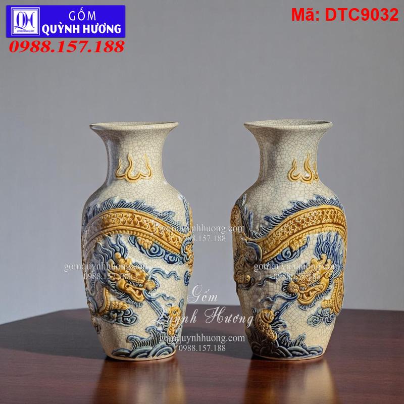 Lục bình nhỏ - Báo giá Bộ đồ thờ Men Rạn đắp nổi mã DTC9032