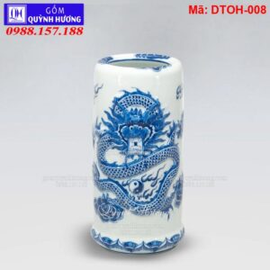 Ống hương Bát Tràng cảnh Rồng mã DTOH-008