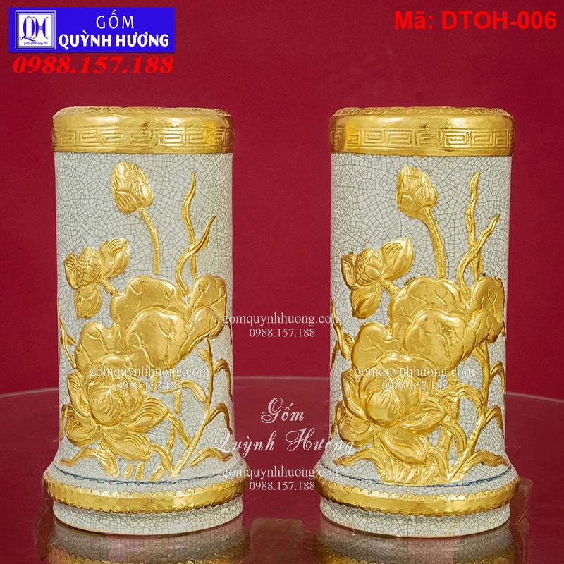 Ống hương dát vàng cảnh sen mã DTOH-006