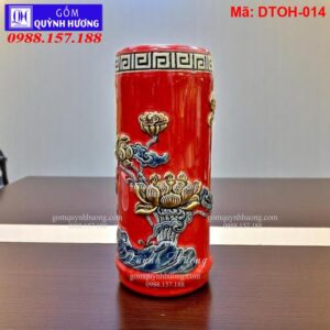 Ống hương màu đỏ đắp Sen mã DTOH-014