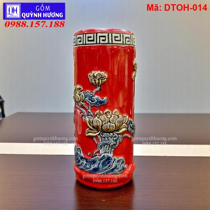 Ống hương màu đỏ đắp Sen mã DTOH-014 Ống hương màu đỏ đắp Sen mã DTOH-014