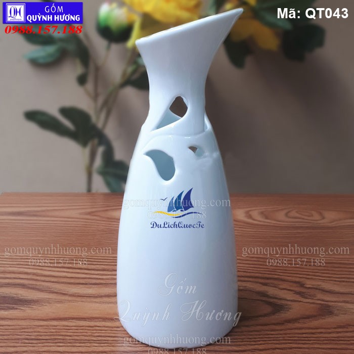 Bình hoa in logo làm quà tặng gốm sứ mã QT043 Bình hoa in logo làm quà tặng gốm sứ mã QT043