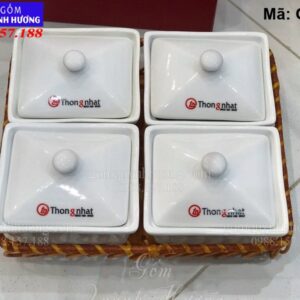 Bộ 4 hũ bánh kẹo quà tặng in logo Thống Nhất mã QT257