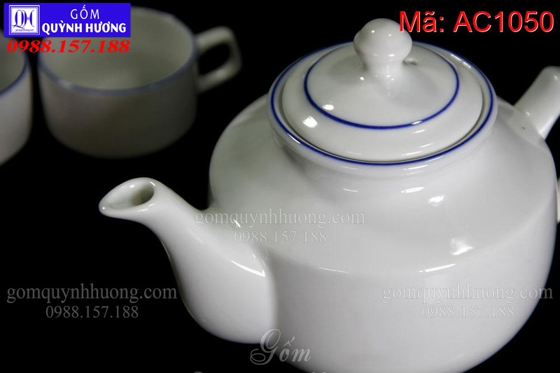 Bộ ấm chén Bát Tràng kiểu đơn giản giá rẻ mã AC1050 – Ảnh 2