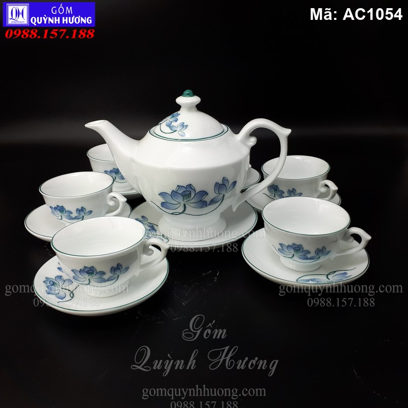 Bộ ấm chén uống trà đẹp giá rẻ Bát Tràng mã AC1054