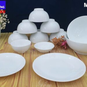 Bộ bát đĩa quà tặng 12 món sứ trắng mã QT258