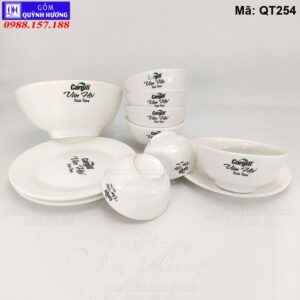 Bộ bát đĩa trắng in logog Cargill Vân Hội mã QT054