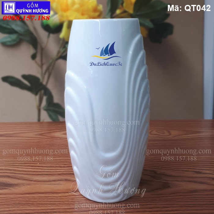 Lọ hoa in logo làm quà tặng gốm sứ mã QT042 Lọ hoa in logo làm quà tặng gốm sứ mã QT042