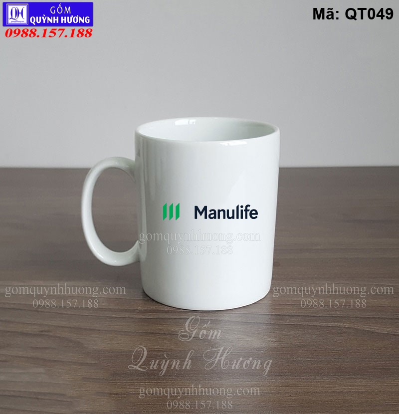 Ly sứ Bát Tràng in logo làm quà tặng giá rẻ mã QT049 Ly sứ Bát Tràng in logo làm quà tặng giá rẻ mã QT049