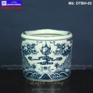Bát hương Bát Tràng men lam Huế cổ mã DTBH-02