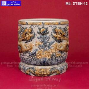 Bát hương cổ hàng đẹp đắp nổi kỹ mã DTBH-12
