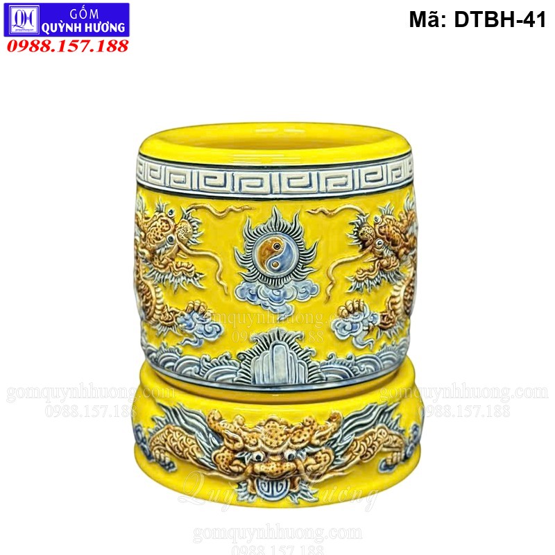 Bát hương màu Vàng đắp nổi Rồng mã DTBH-41 Bát hương màu Vàng đắp nổi Rồng mã DTBH-41