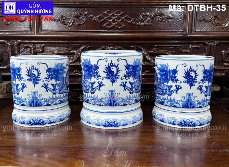 Bộ 3 Bát Hương Bát Tràng đẹp kèm chân sứ cảnh Rồng mã DTBH-35 Bộ 3 Bát Hương Bát Tràng đẹp kèm chân sứ cảnh Rồng mã DTBH-35