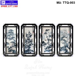 Bộ tranh tứ quý cao cấp men tràm mã TTQ-003