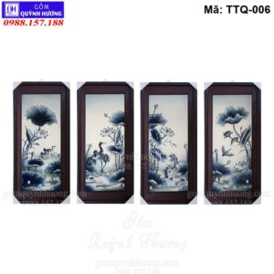 Mẫu tranh tứ quý đẹp cảnh hoa Sen mã TTQ-006