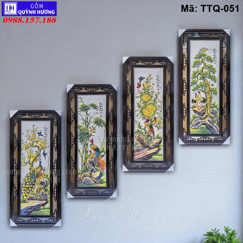 Mẫu tranh tứ quý đẹp chuẩn Bát Tràng mã TTQ-051 Mẫu tranh tứ quý đẹp chuẩn Bát Tràng mã TTQ-051