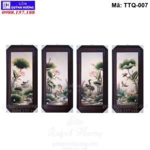 Tranh tứ quý giá rẻ Bát Tràng mã TTQ-007