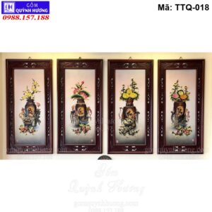 Tranh tứ quý gốm sứ Bát Tràng đẹp mã TTQ-018