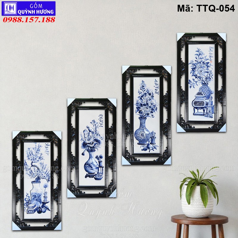 Tranh tứ quý gốm sứ Bát Tràng mã TTQ-054 Tranh tứ quý gốm sứ Bát Tràng mã TTQ-054
