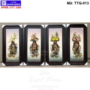 Tranh tứ quý tứ bình men màu mã TTQ-013