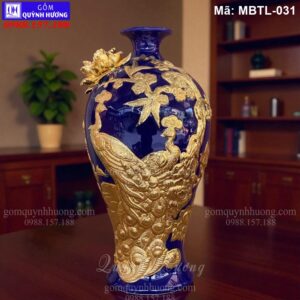 Mai bình phong thủy đắp nổi Công Thành Danh Toại dát vàng nền màu Trắng mã MBTL-031