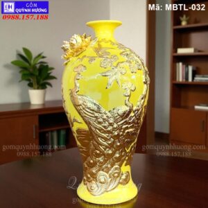 Mai bình phong thủy đắp nổi Công Thành Danh Toại dát vàng nền màu Trắng mã MBTL-032