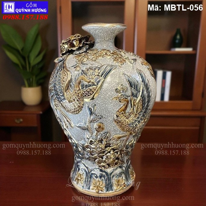 Mai bình tích lộc Công Thành Danh Toại vẽ mạ vàng 24K mã MBTL-056 Mai bình tích lộc Công Thành Danh Toại vẽ mạ vàng 24K mã MBTL-056