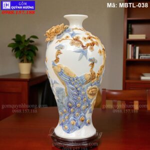 Mai bình tích lộc đắp nổi Công Thành Danh Toại nền màu Trắng mã MBTL-038
