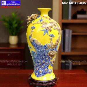 Mai bình tích lộc đắp nổi Công Thành Danh Toại nền màu Vàng mã MBTL-035