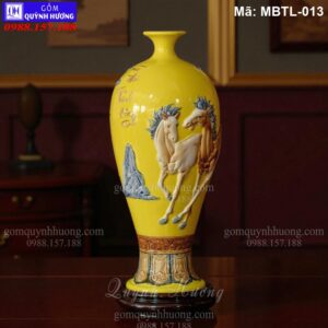 Mai bình tích lộc đắp nổi Mã Đào Thành Công màu Vàng mã MBTL-013