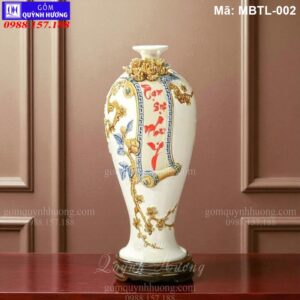 Mai bình tích lộc đắp nổi Vạn Sự Như Ý màu Trắng mã MBTL-002
