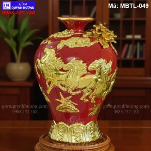 Mai bình tích lộc màu đỏ Mã Đáo Thành Công dát vàng mã MBTL-049